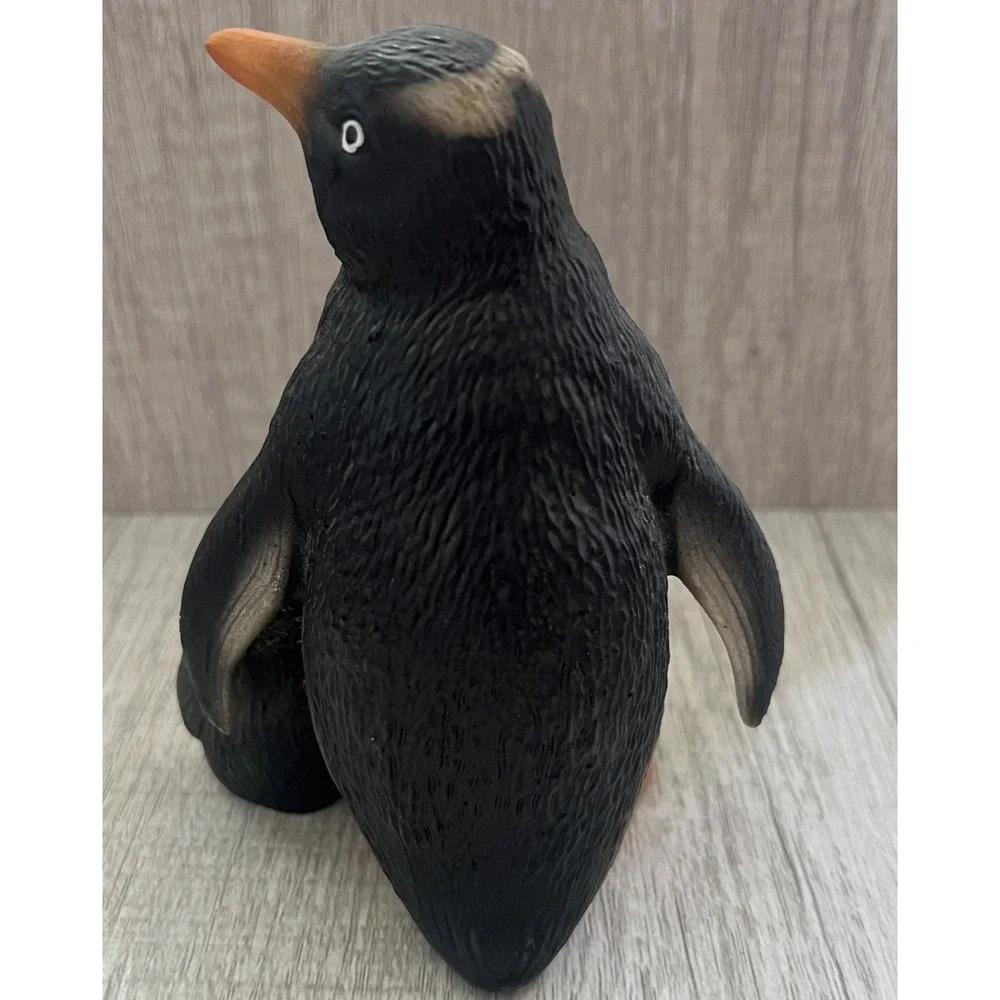 Vintage Penguin with Chick Figurine Realistic Textured Bird Decor Collectible